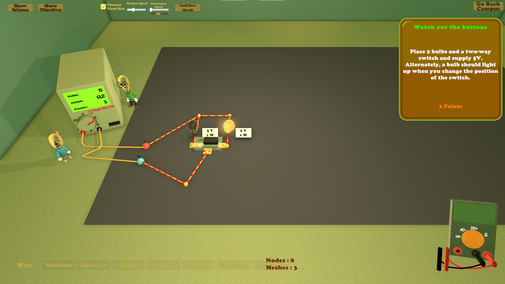 遊戲中的電力實驗模擬畫面