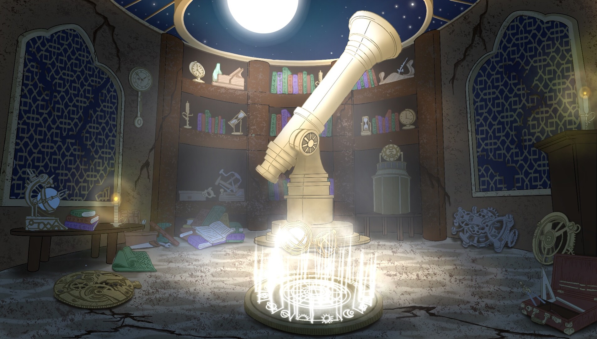 充滿綠色與自然元素的宮殿一角