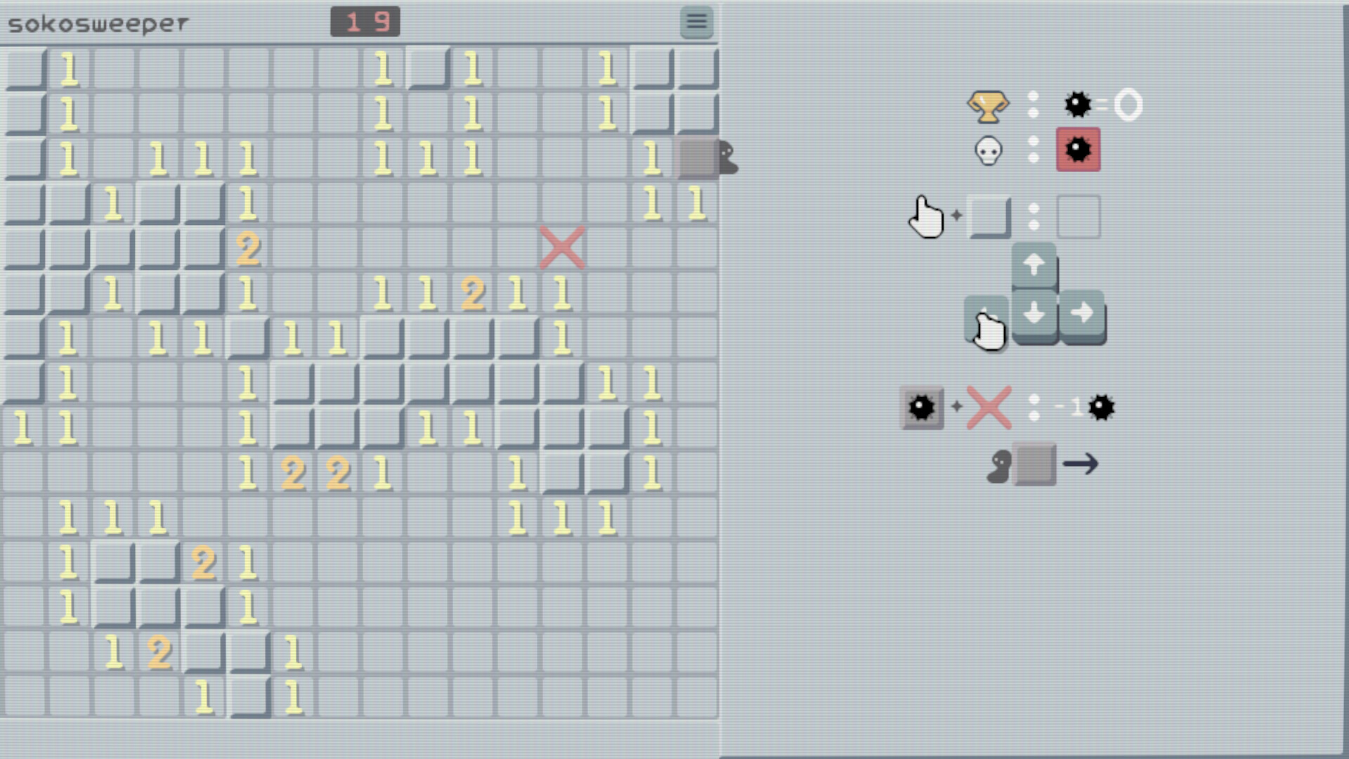 一個色彩鮮豔、採用六邊形網格的掃雷模式。