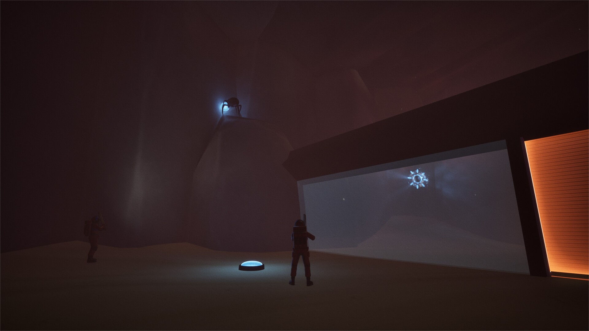 遊戲場景展示了獨特的風格化藝術設計和光影效果。