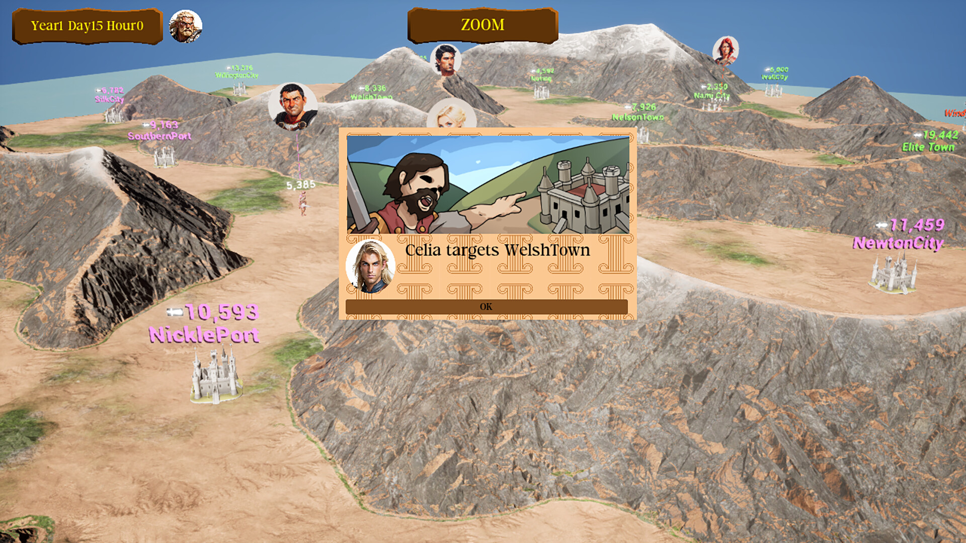 遊戲中的對話與敘事場景，為戰略玩法增添了故事性。