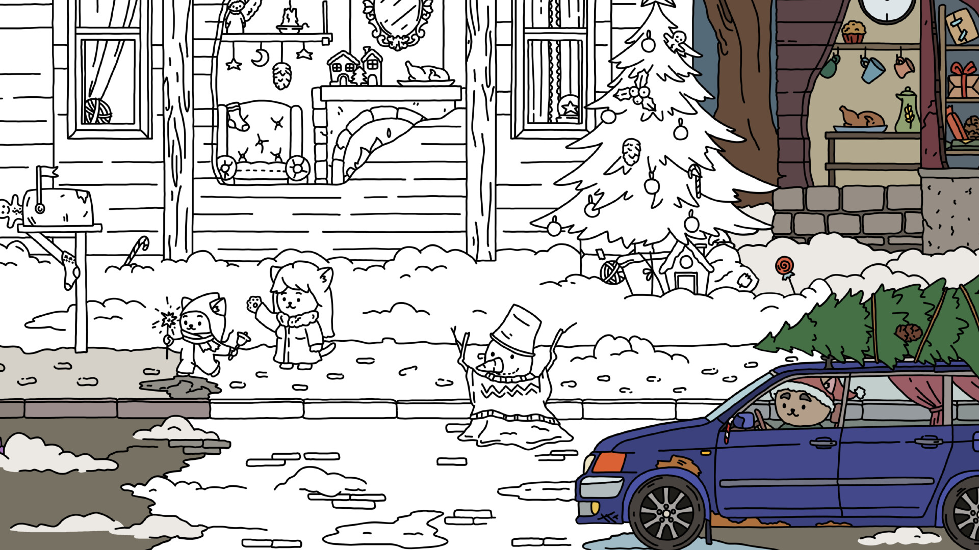 遊戲實際畫面截圖：充滿細節的聖誕場景