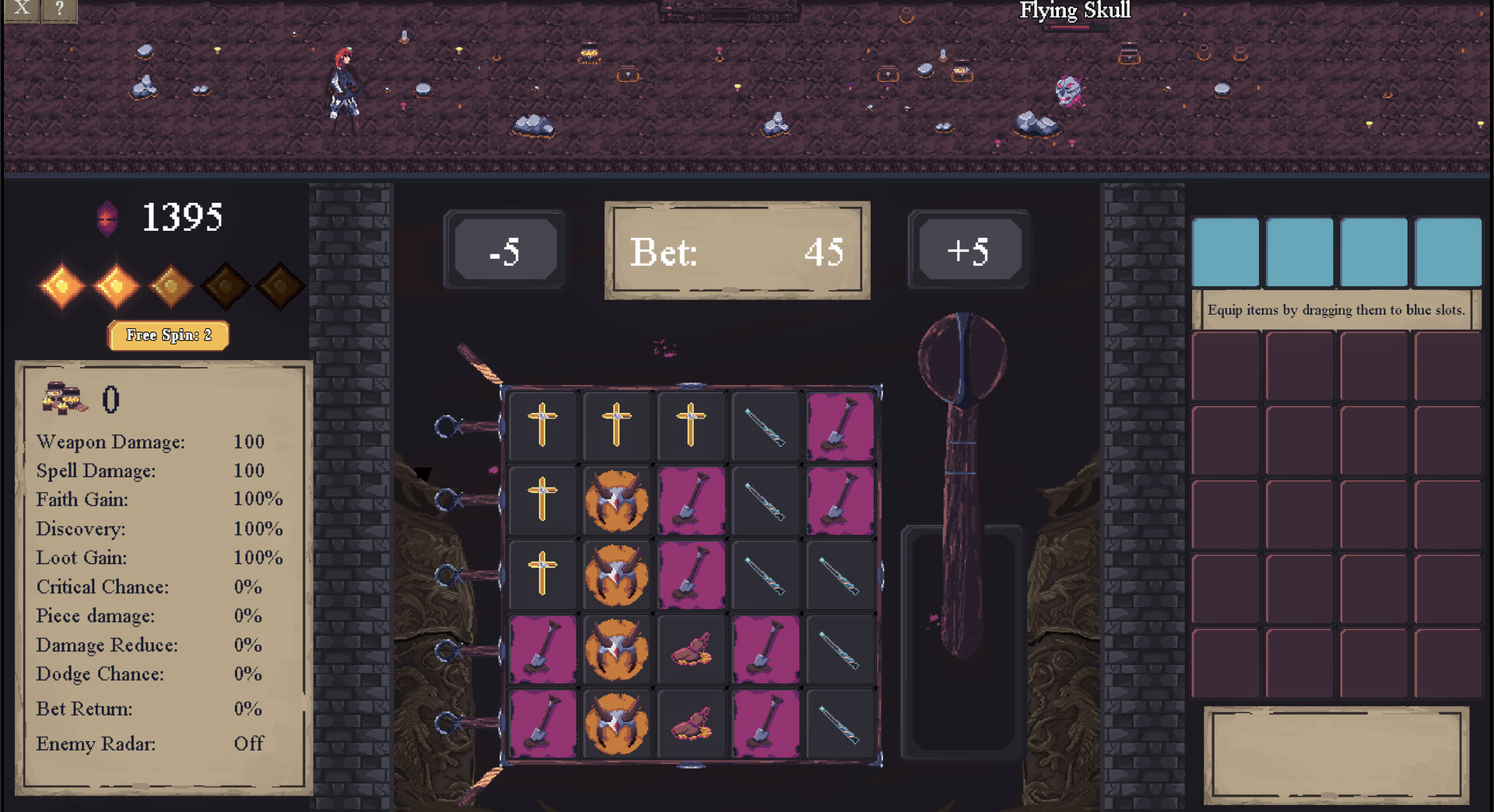 玩家在地城中遭遇敵人。