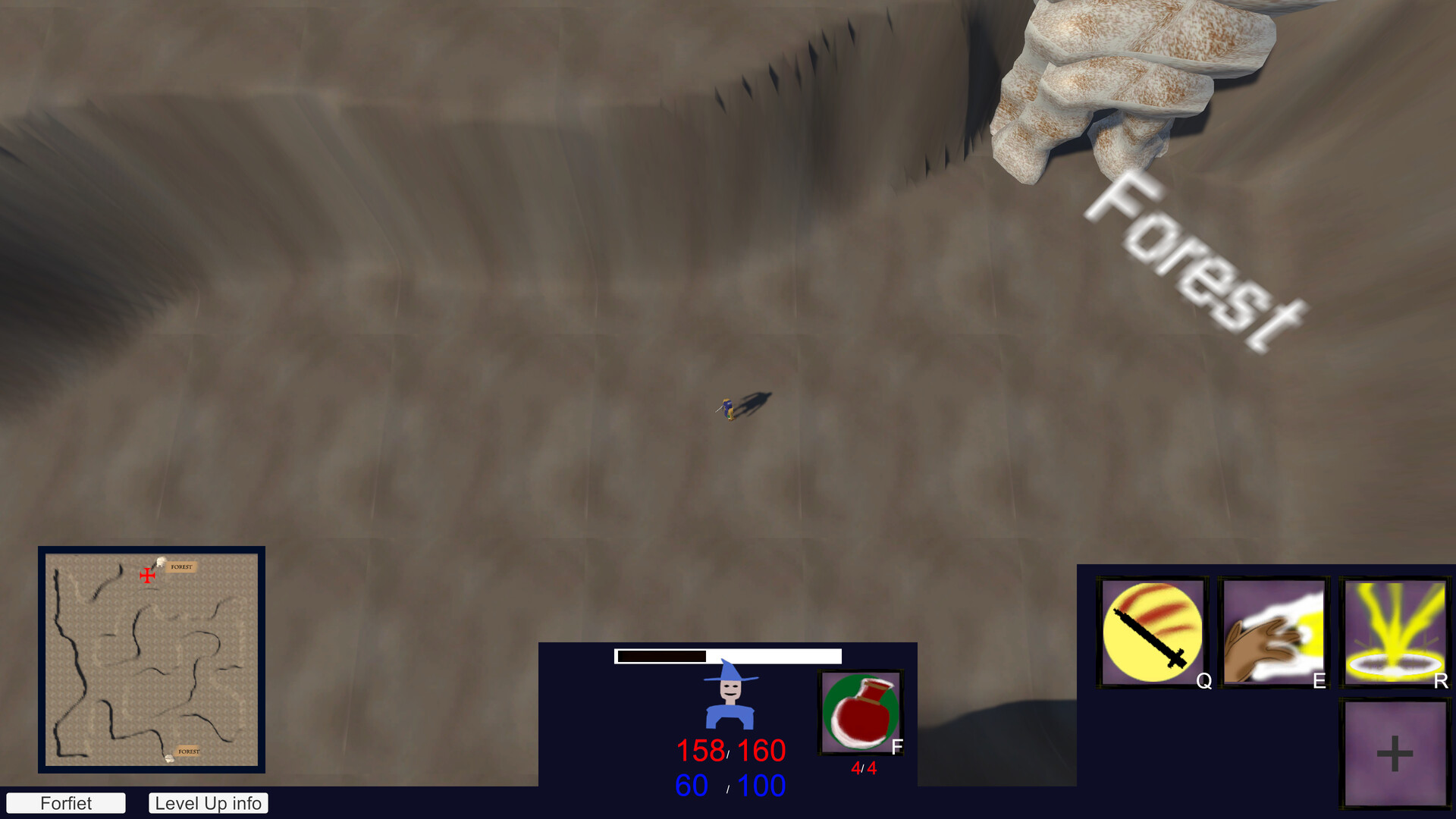 英雄角色被一群藍色的小型怪物包圍。