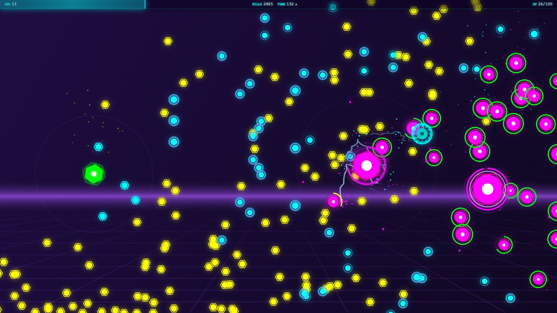 充滿霓虹色彩的戰鬥場景