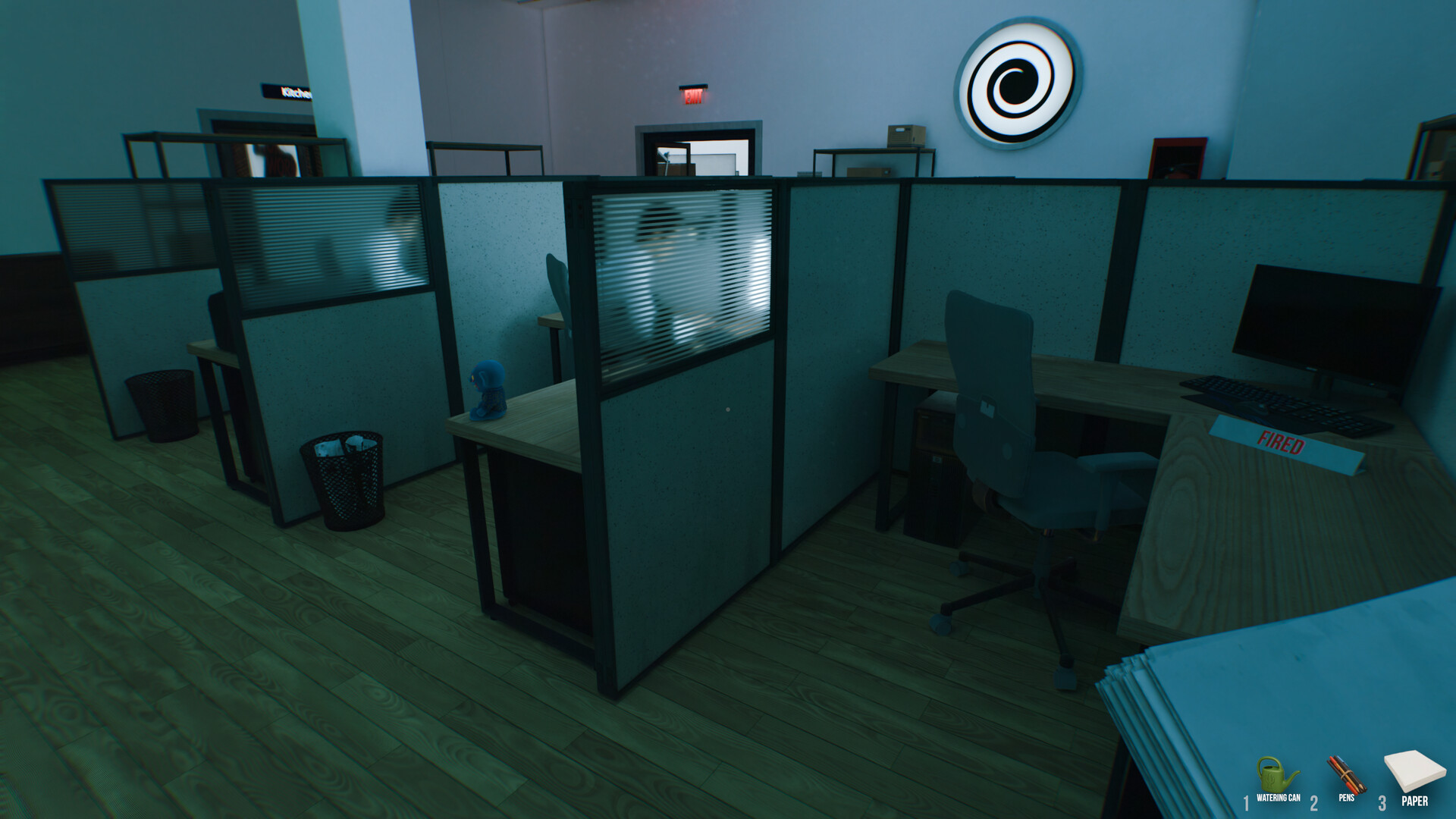 遊戲截圖:透過監視器視角觀察到的異常現象