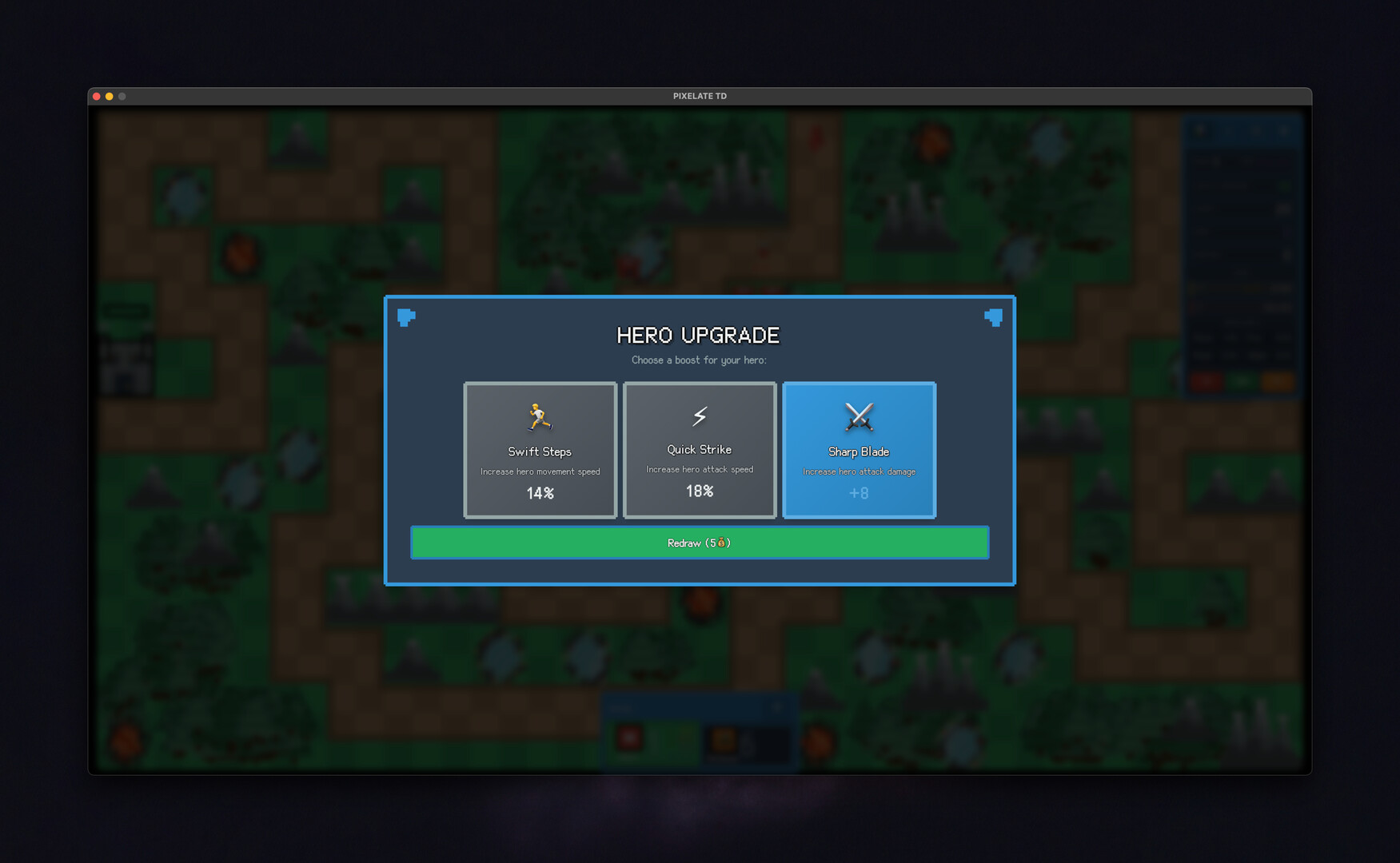 Pixelate TD 遊戲截圖 - 升級選單