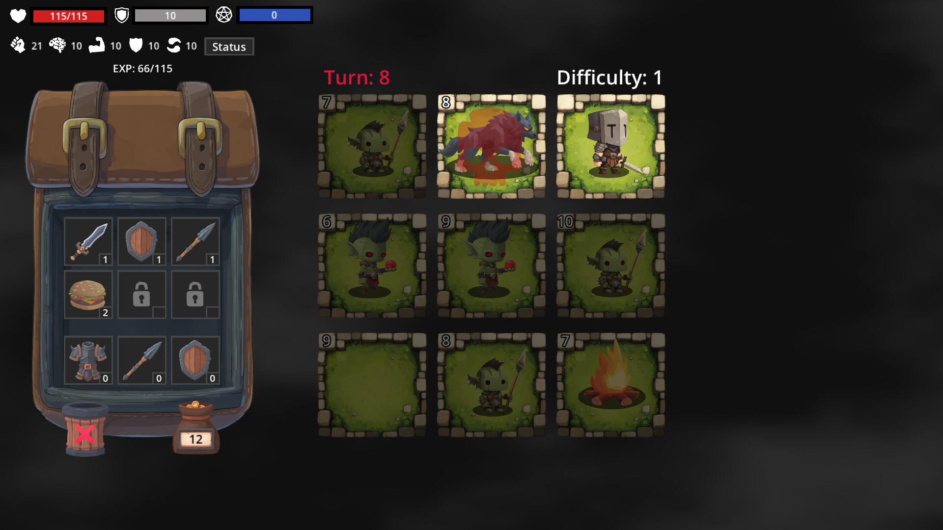 戰鬥與裝備欄位示意圖