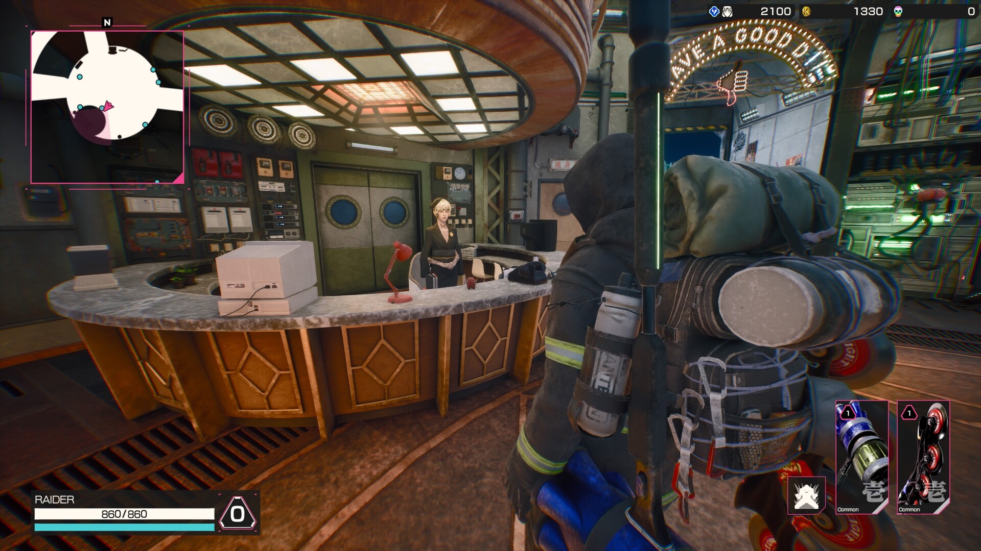 遊戲中充滿了各種怪誕的 NPC 與獨特的場景設計，圖為一個奇異的互動介面。