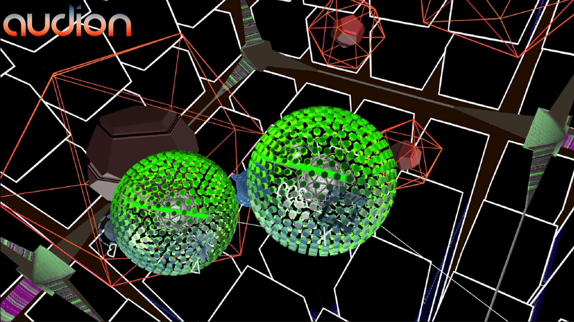 AUDION 遊戲截圖展示抽象的幾何粒子特效