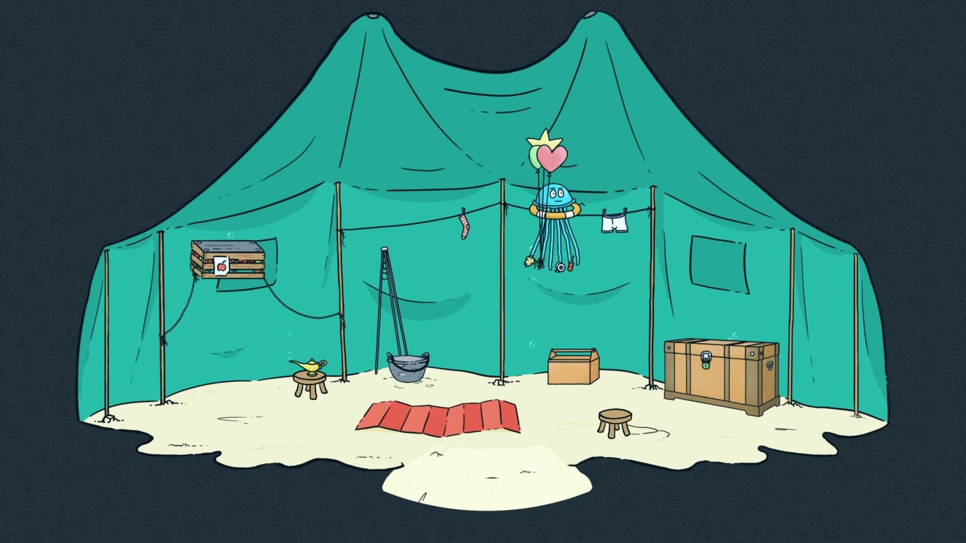 一個充滿細節和可互動元素的遊戲場景。