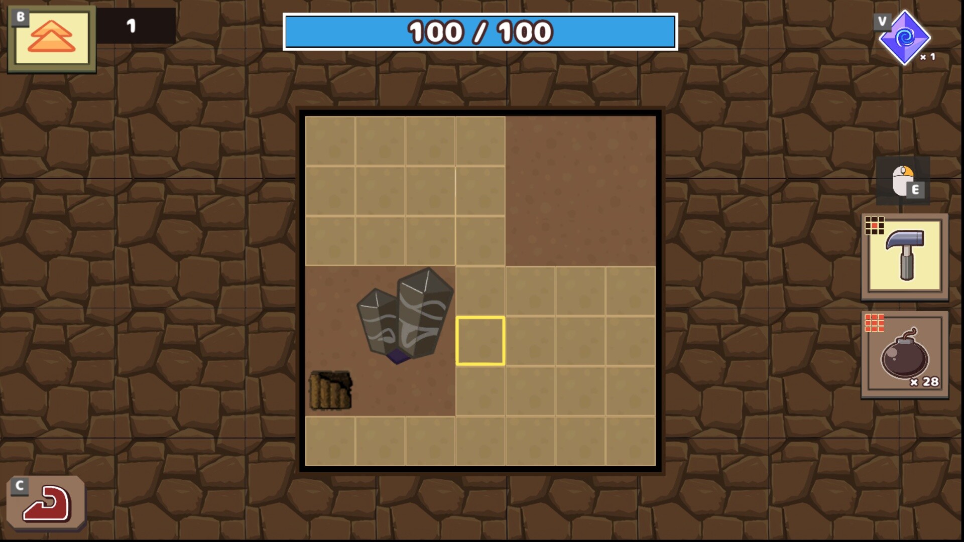 遊戲的主介面，展示了礦工、礦井和各種UI元素。