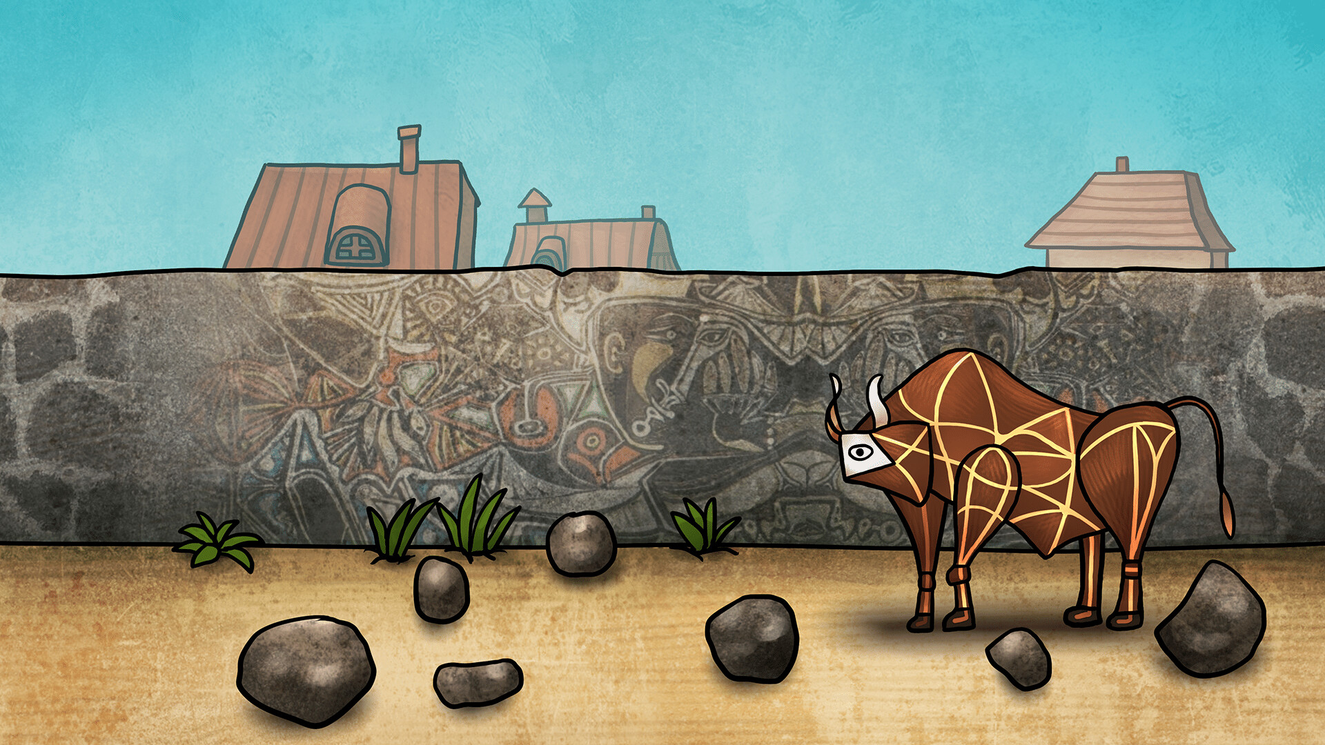 充滿紅黃藍三原色與黑線網格的關卡，明顯致敬蒙德里安的風格。