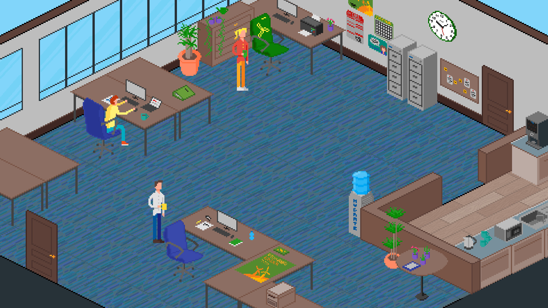 遊戲中的辦公室場景，玩家將在此處理各種工作事務，與同事互動。