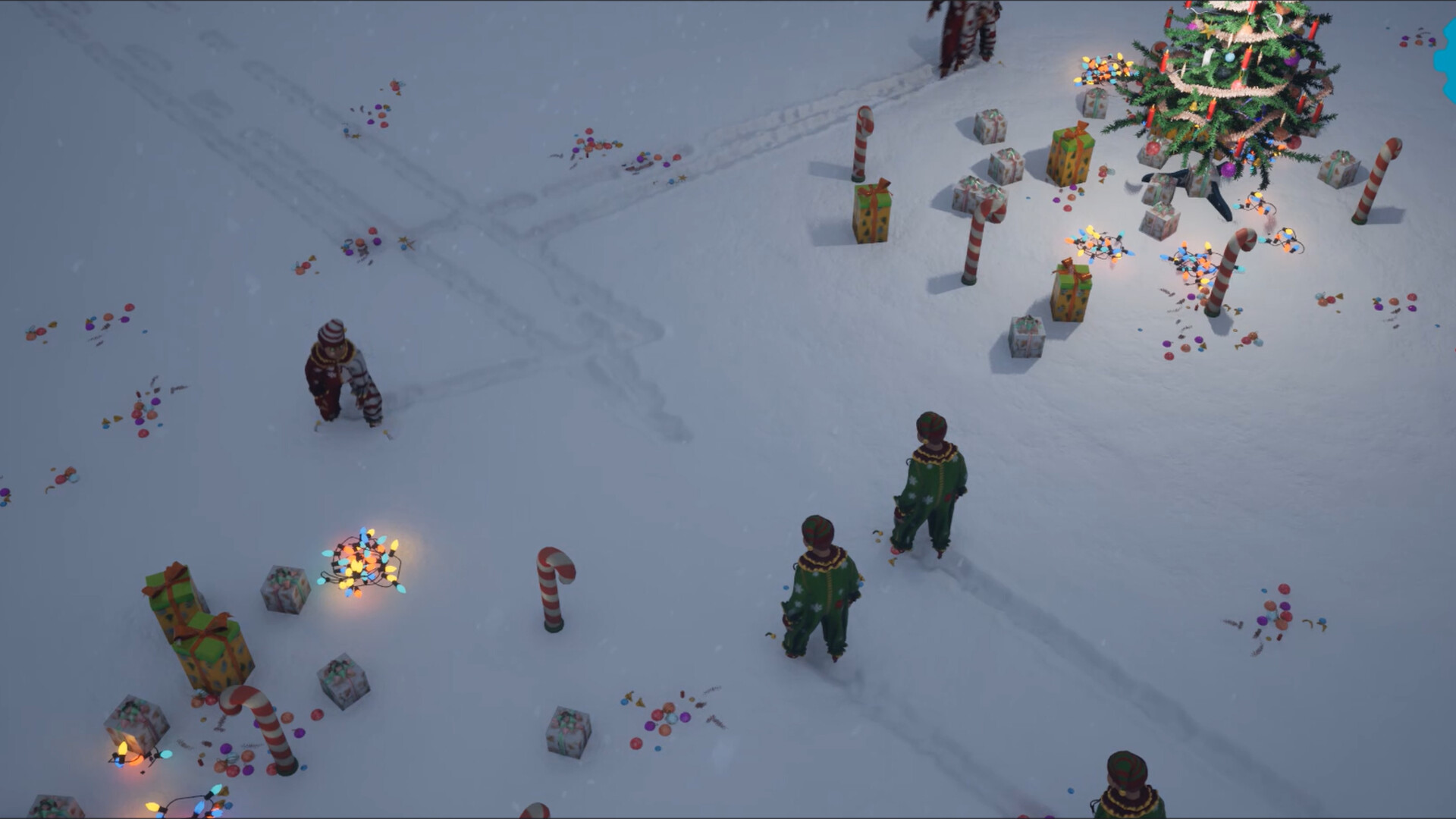 色彩鮮豔的遊戲畫面與雪地場景