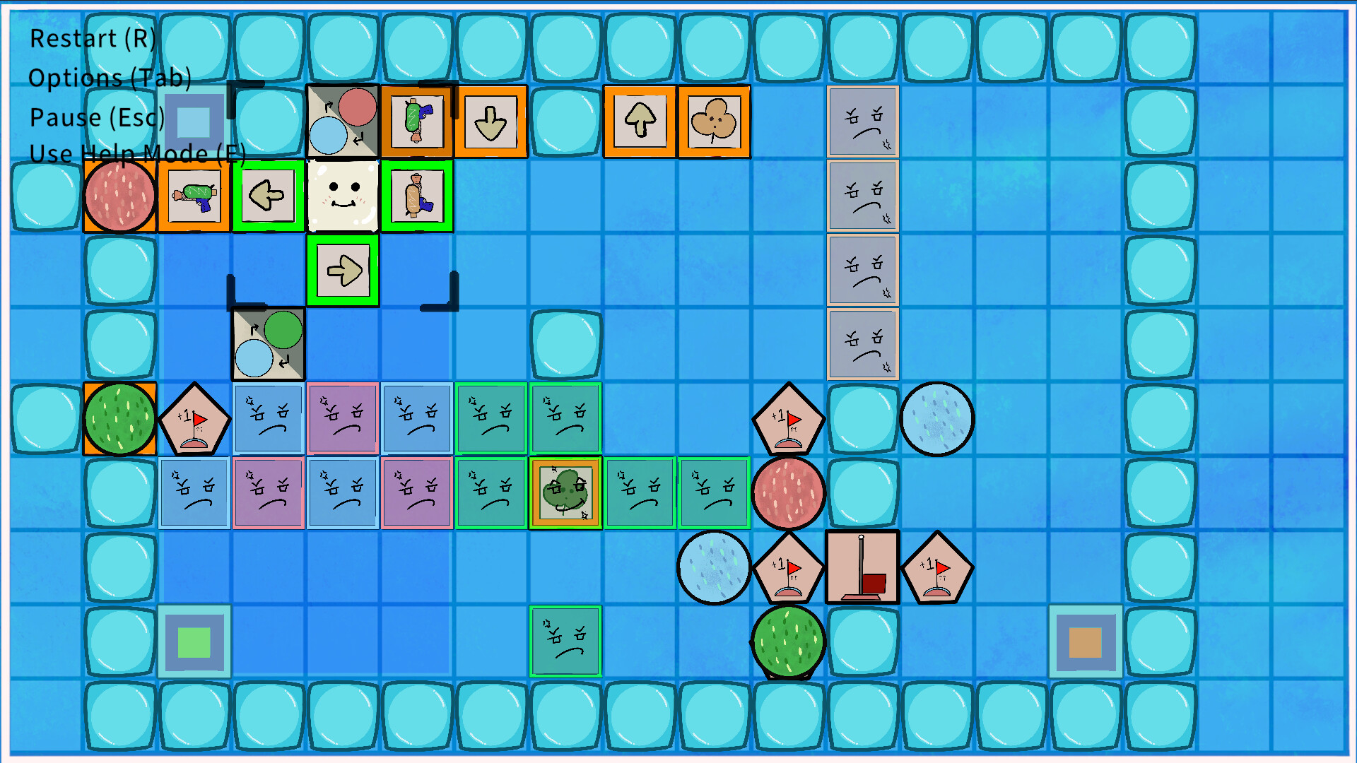 遊戲後期的複雜謎題，展示了多種不同形狀的細胞與對應的插槽