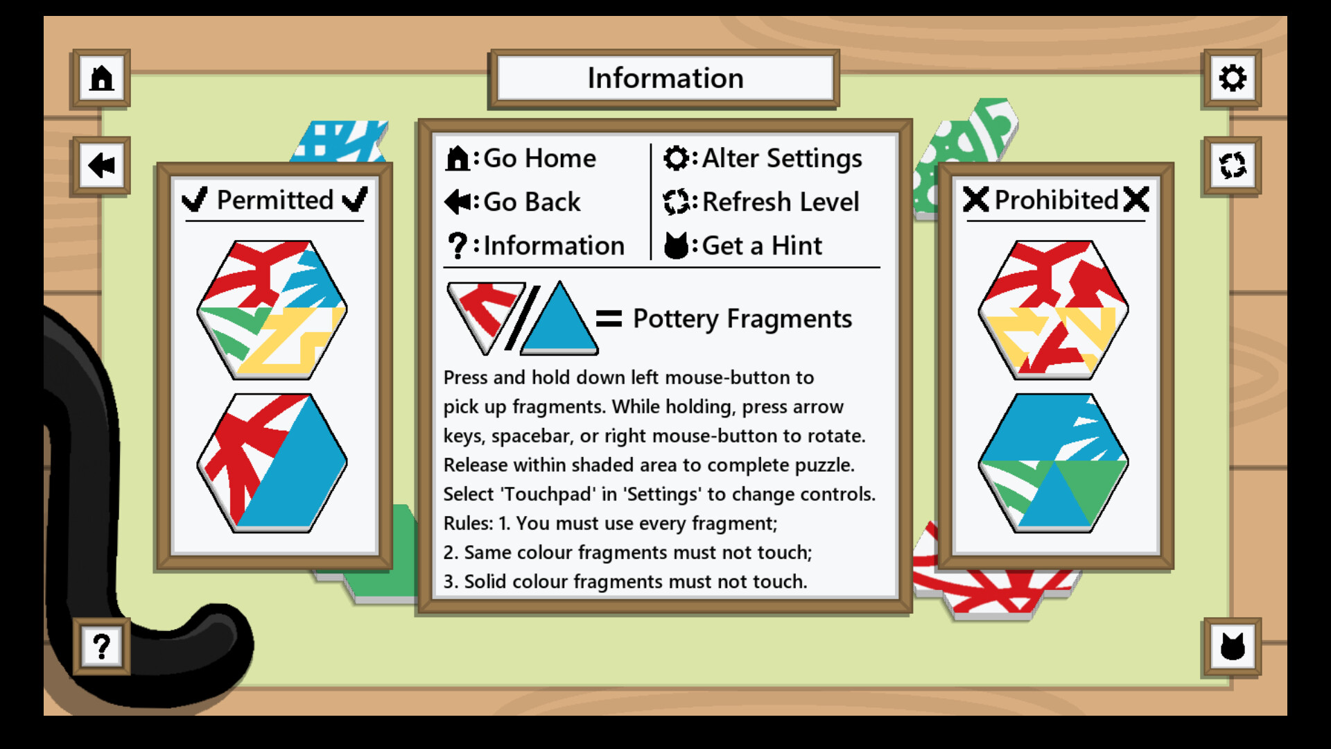 玩家正在遊戲中嘗試將不同顏色的碎片放入輪廓中。
