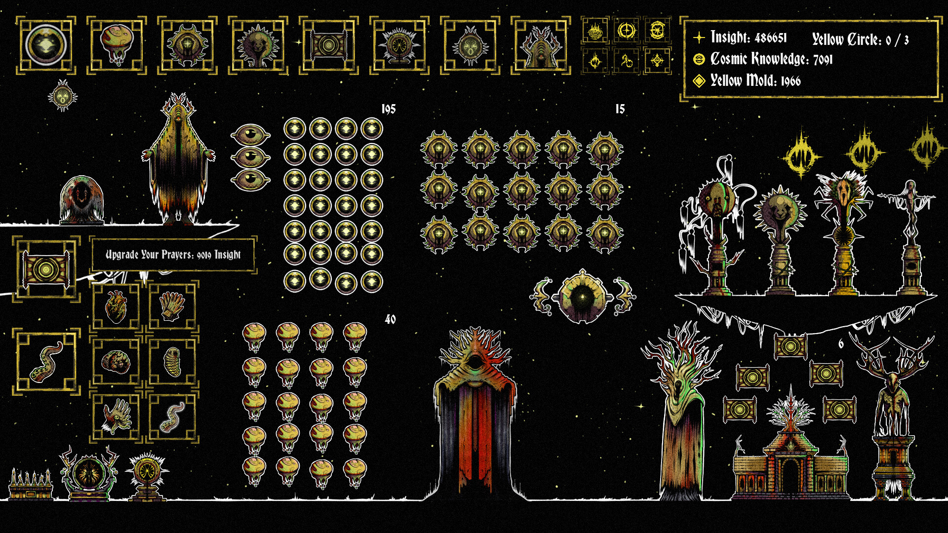 遊戲中的技能樹或升級介面，呈現出如同古老卷軸般的質感