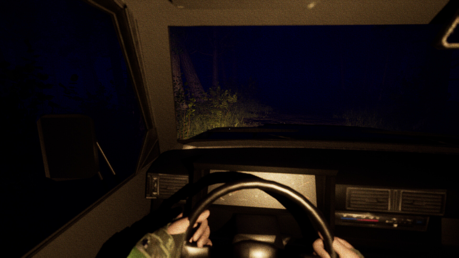 主角伊森與他的狗萊傑在森林中。