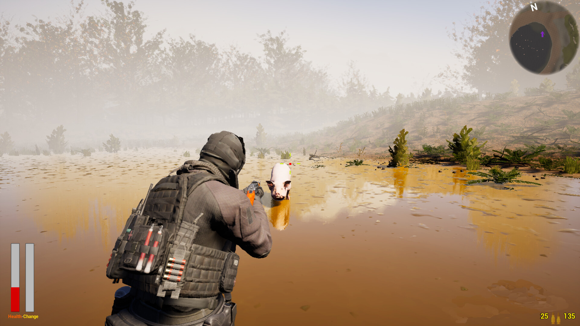 遊戲場景展示了荒廢的建築和詭異的氛圍。