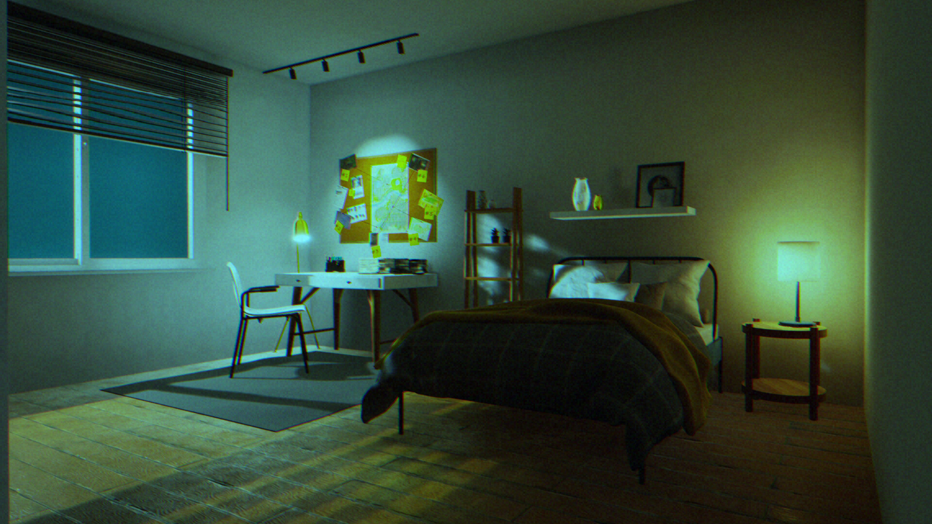 遊戲截圖：令人不安的走廊場景