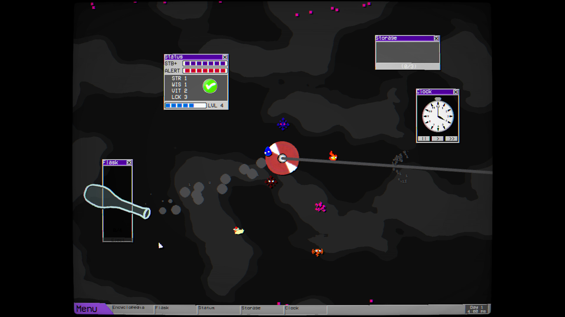 遊戲介面展示:復古風格的桌面與元素管理