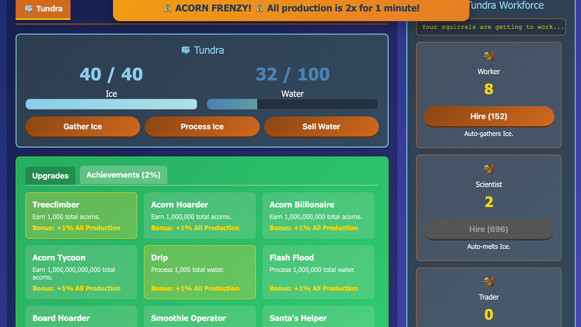 遊戲的早期介面,展示了基本的生產設施和資源統計。