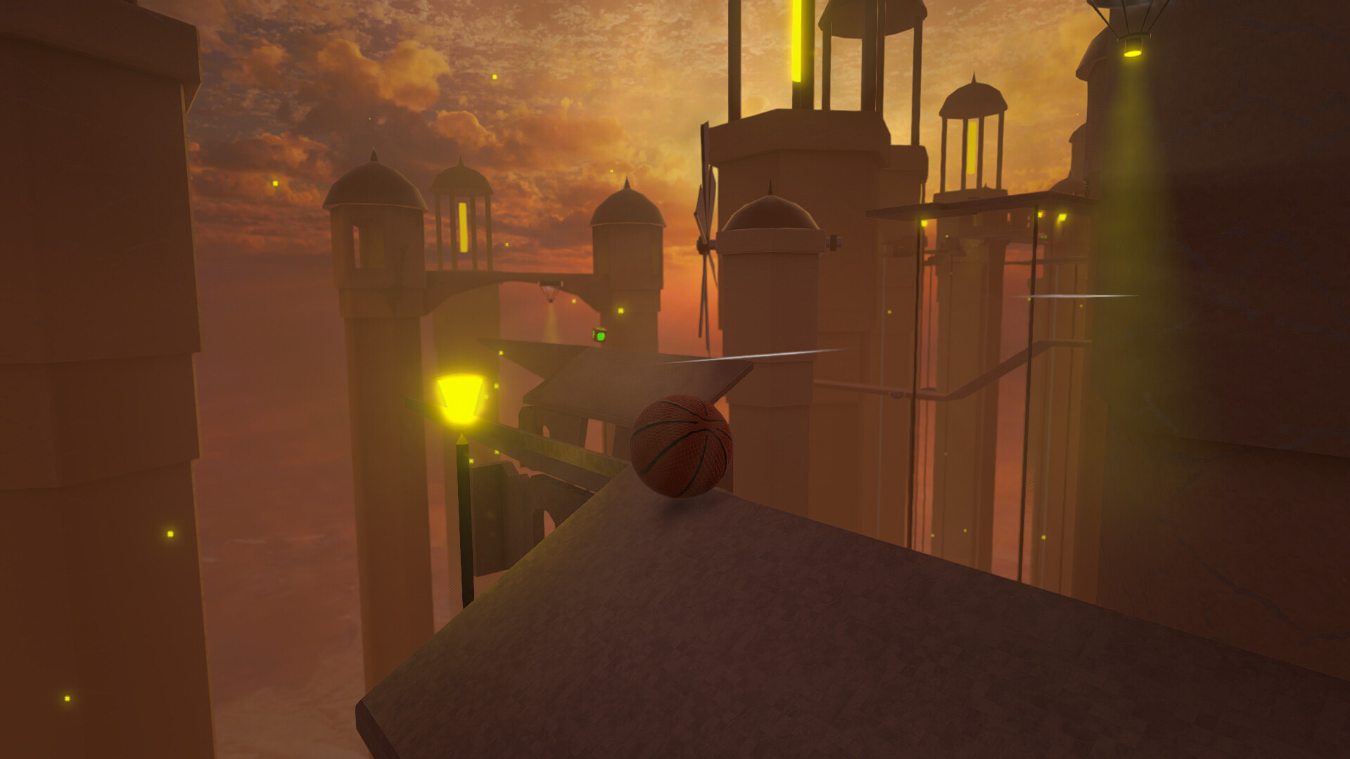 充滿暖色調的夕陽場景,展示了遊戲中不同時間段的光影變化。