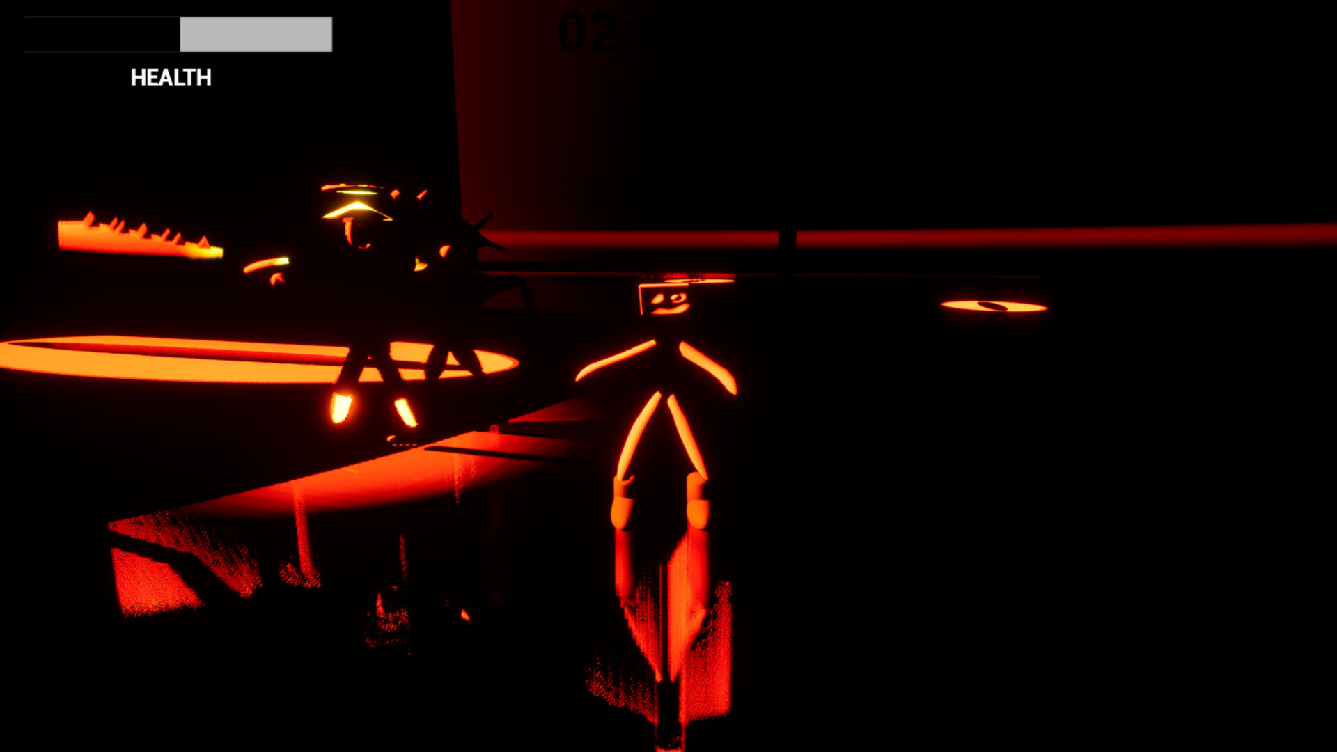 遊戲中的紅色怪物在黑白背景下格外醒目。