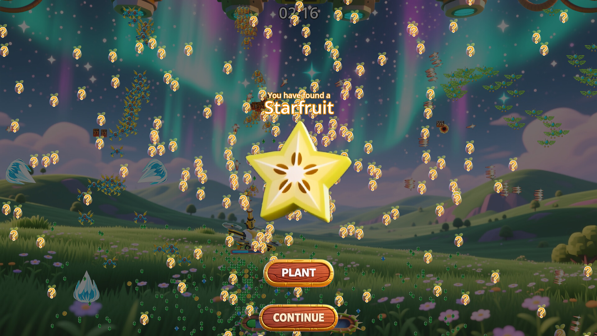 展現遊戲中後期畫面,螢幕上充滿了各種絢麗的攻擊特效與巨大的外星敵人。