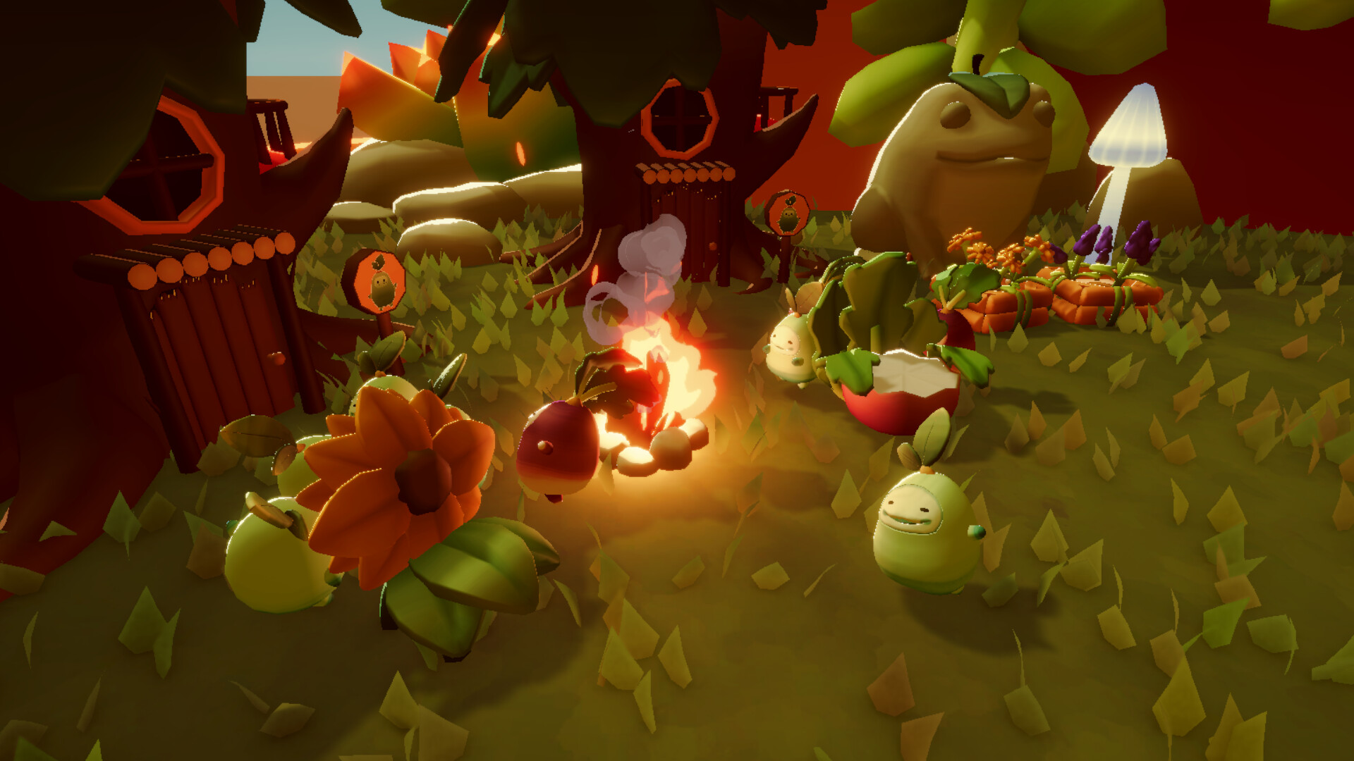 Ooble Gardens 中與可愛精靈 Oobles 的互動場景