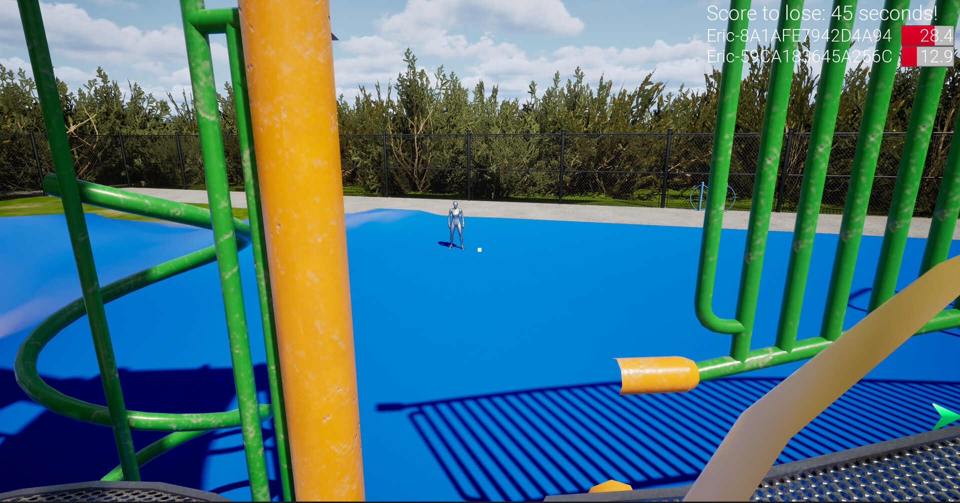 一顆紅色的球在場景中,象徵著危險和「鬼」的身份。