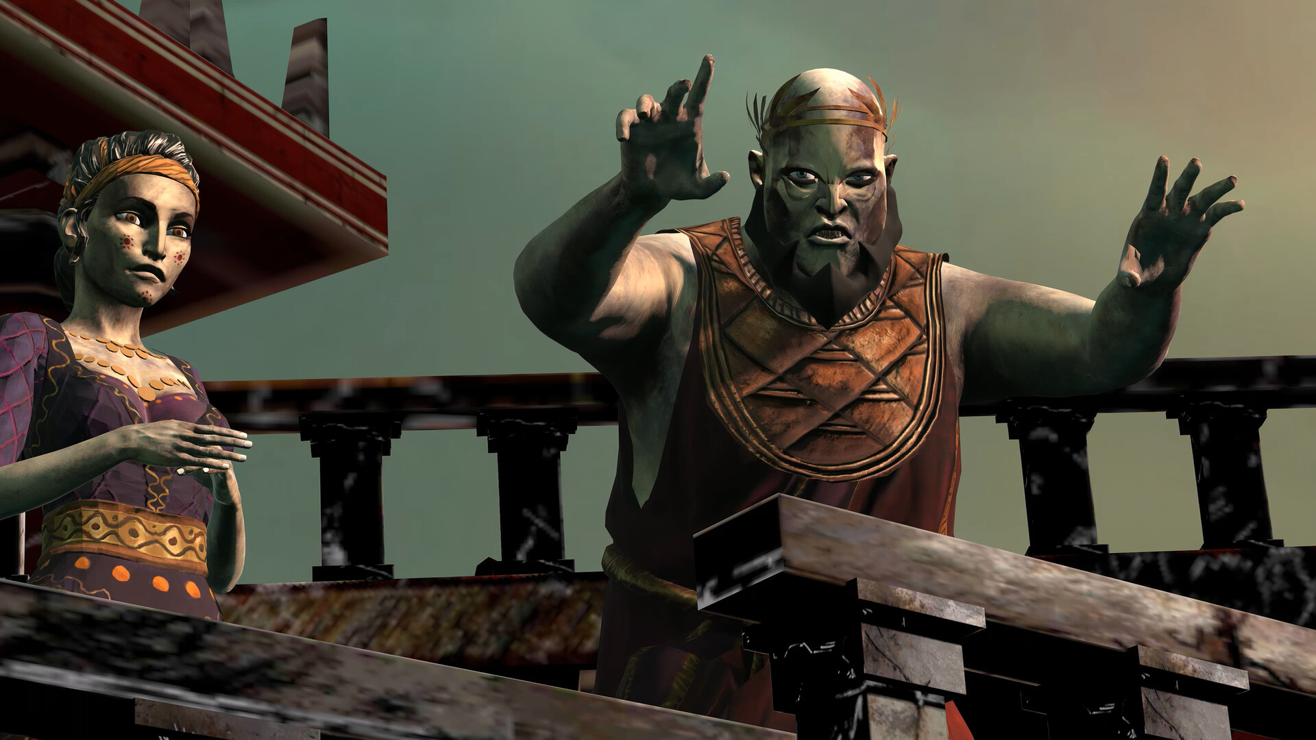 遊戲中充滿古希臘陶繪風格的場景