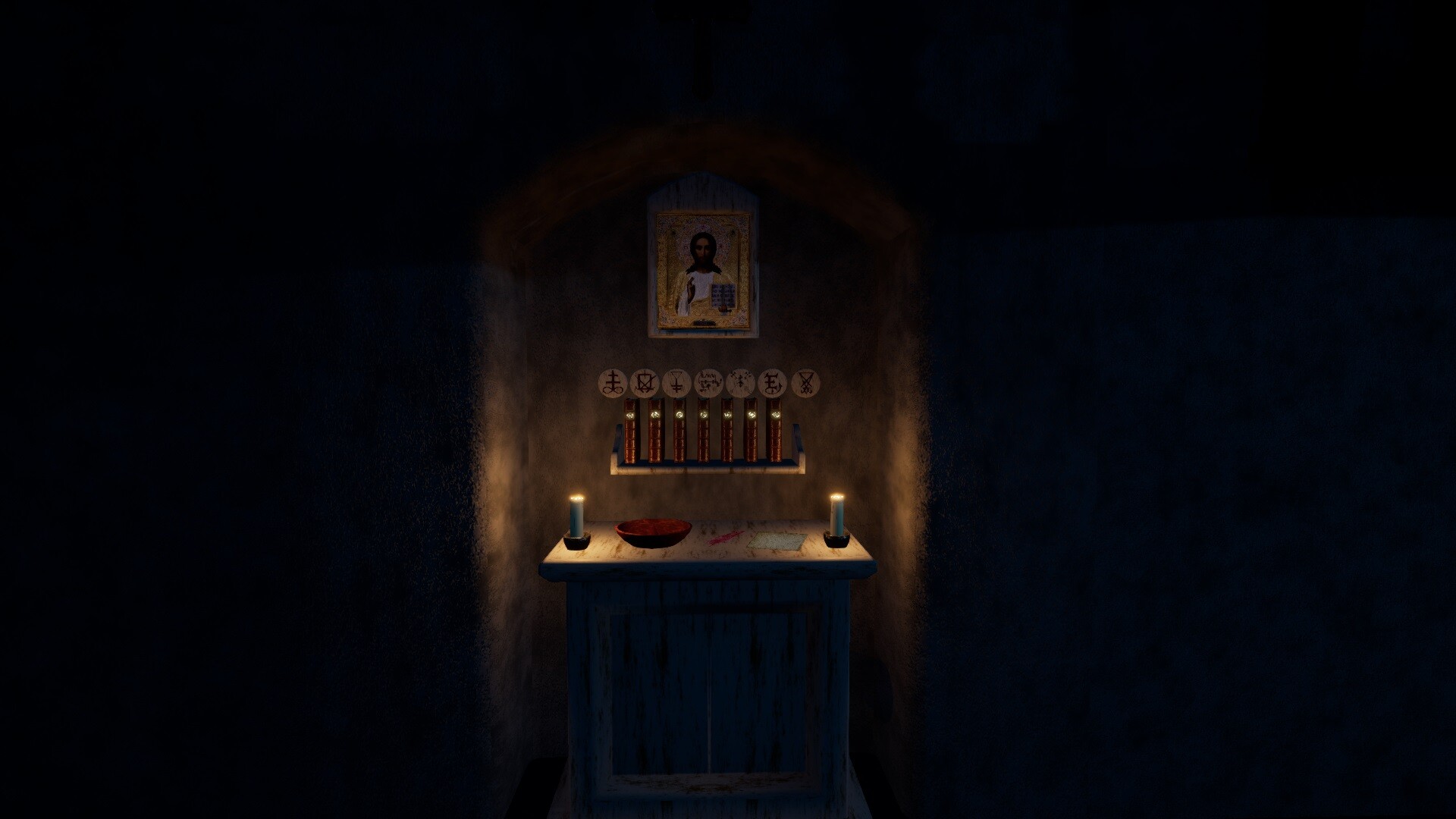 一個被鎖住的通道，暗示玩家需要解開謎題才能繼續前進。