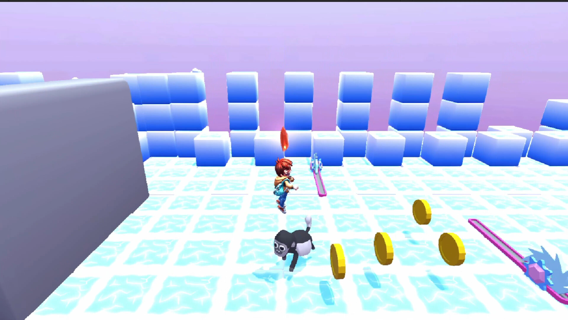 遊戲中，角色面對著巨大的方塊與謎題。