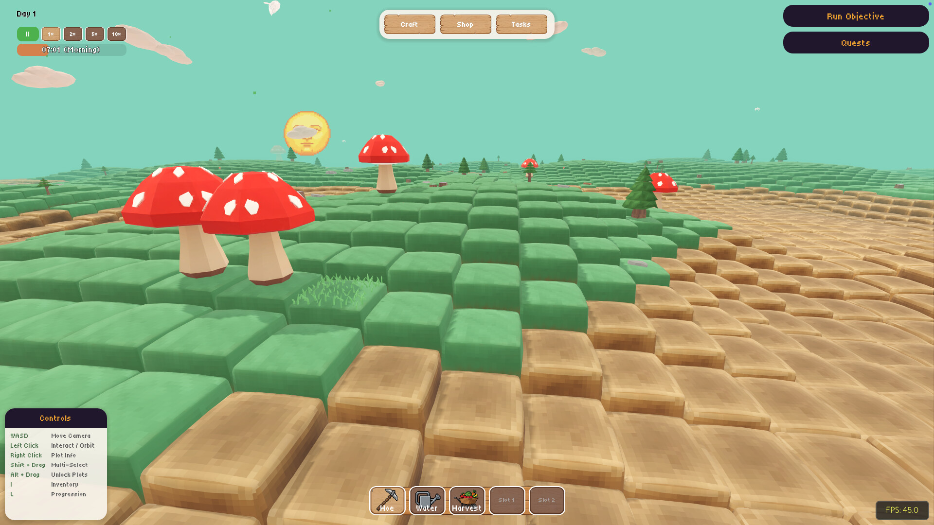 夜晚的農場別有一番風味，動態光影展示出維度變化的詭譎氣氛。