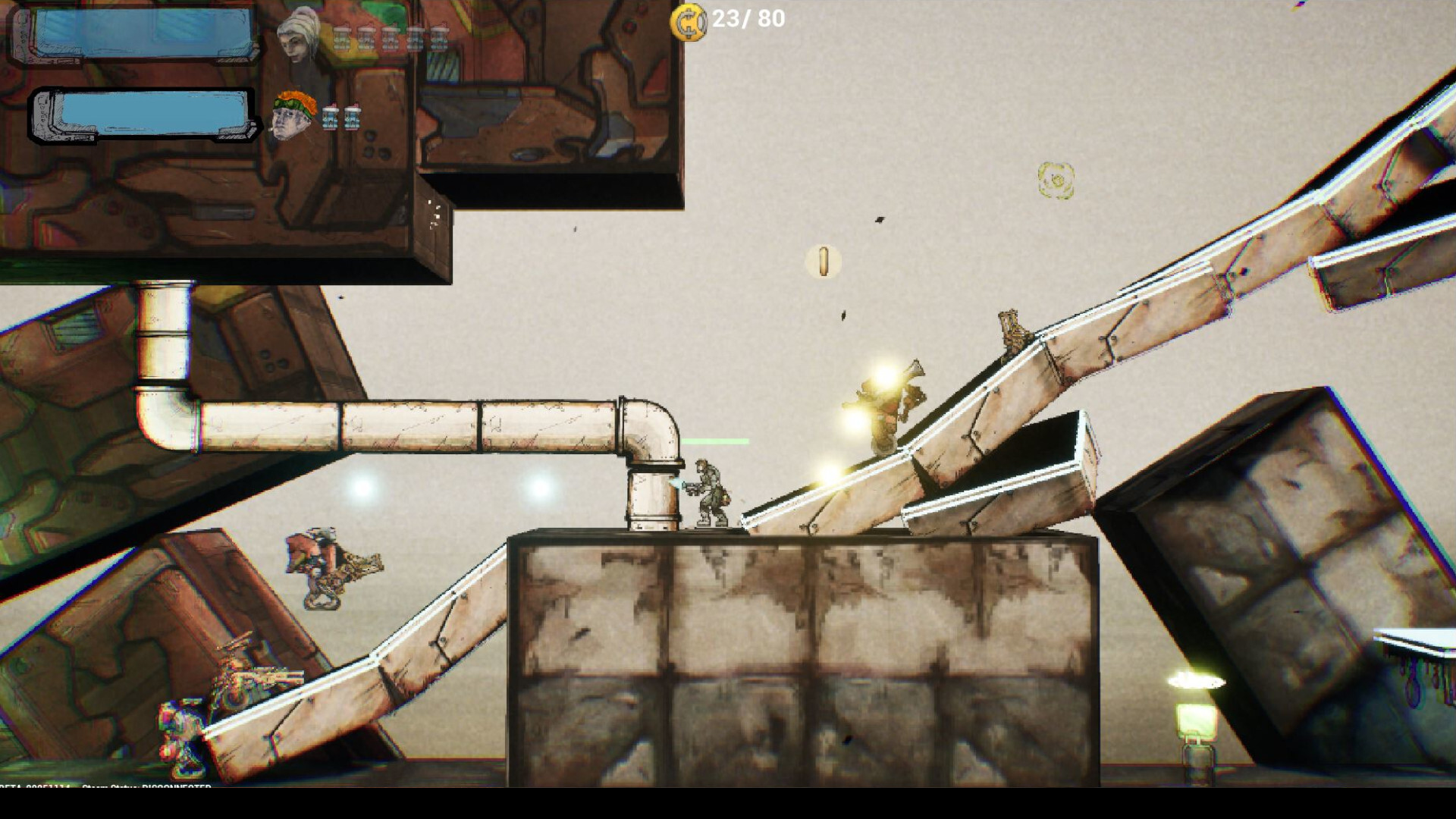 充滿復古科幻風格的遊戲場景