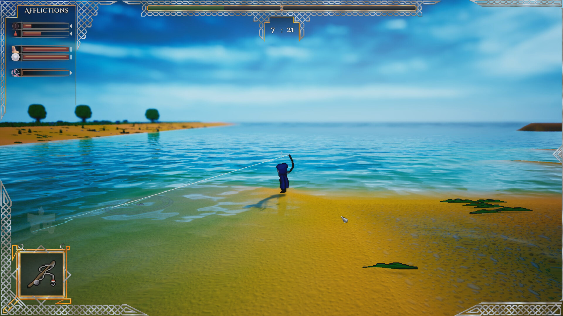 遊戲中的村莊與 NPC 互動場景