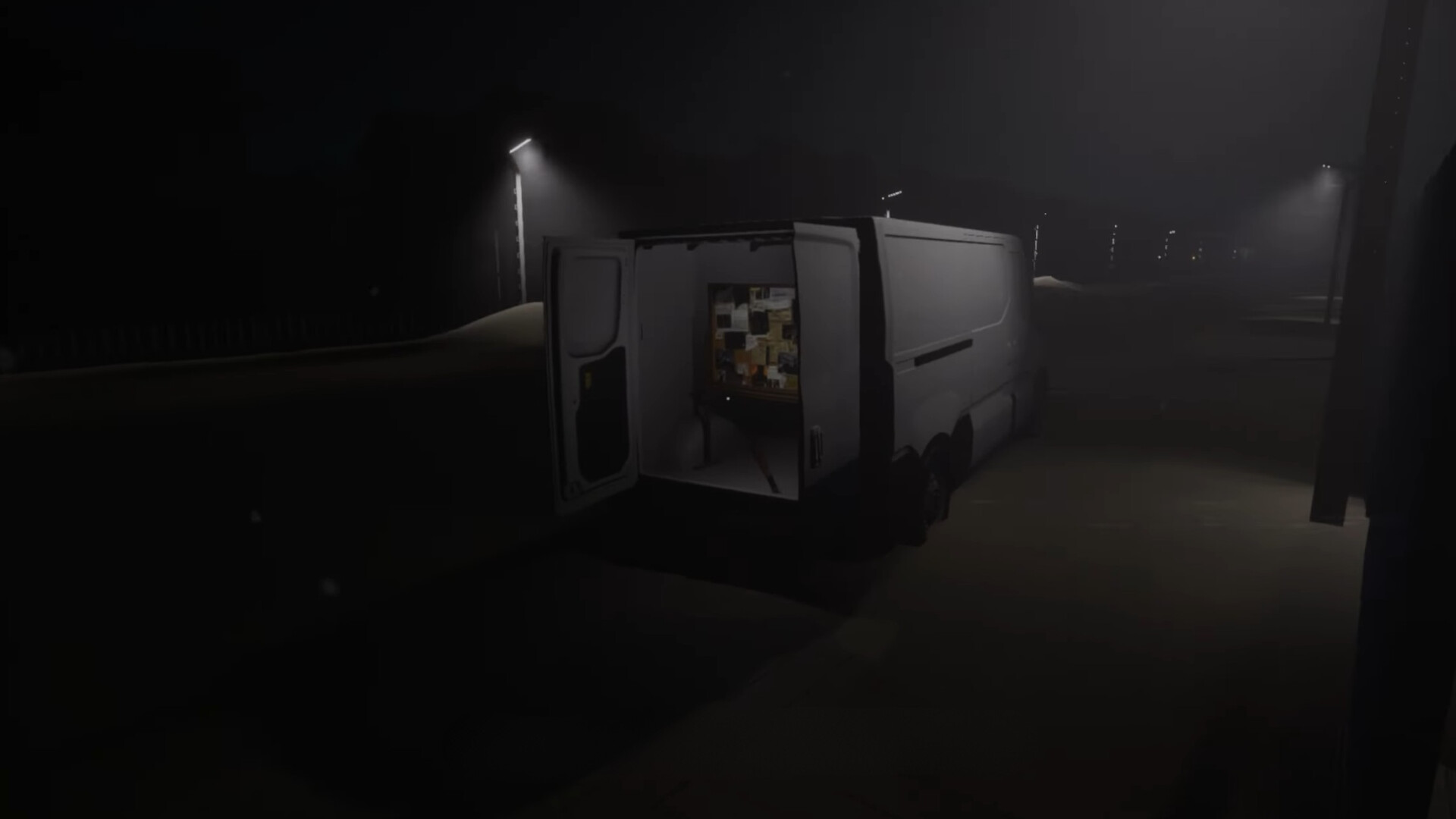 遊戲場景截圖:昏暗的室內光影與壓抑的氛圍