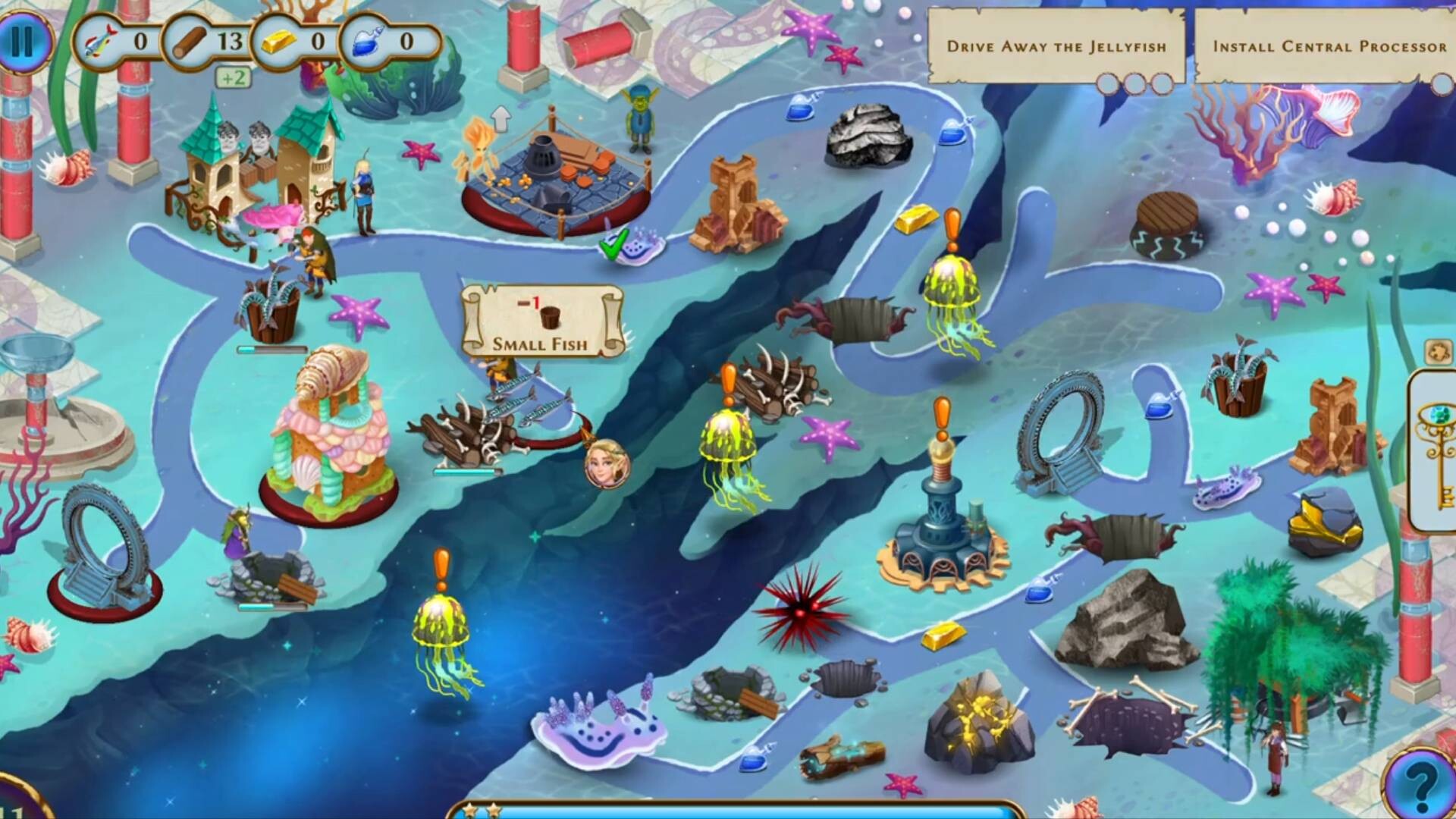 遊戲截圖：展示特殊建築與魔法效果