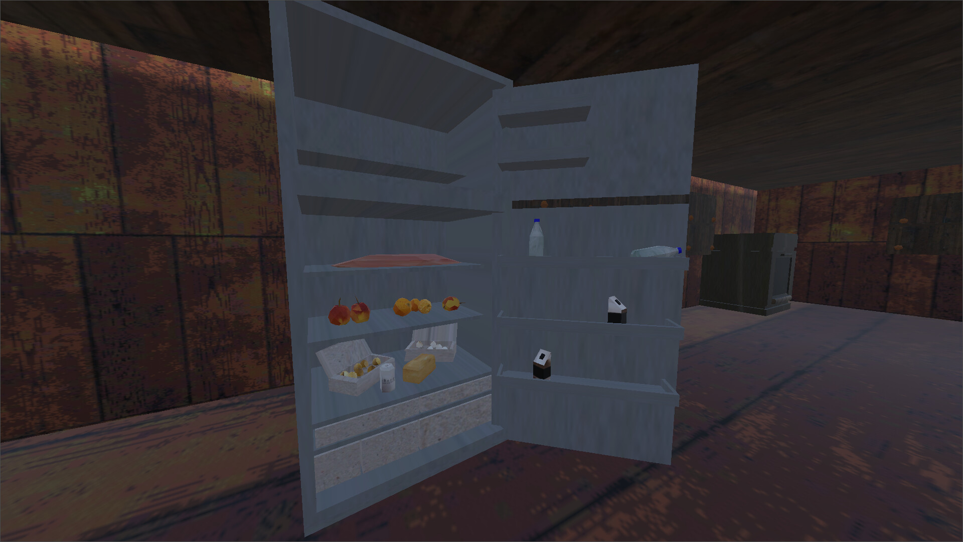 第一人稱視角手持步槍,準備面對森林中的威脅