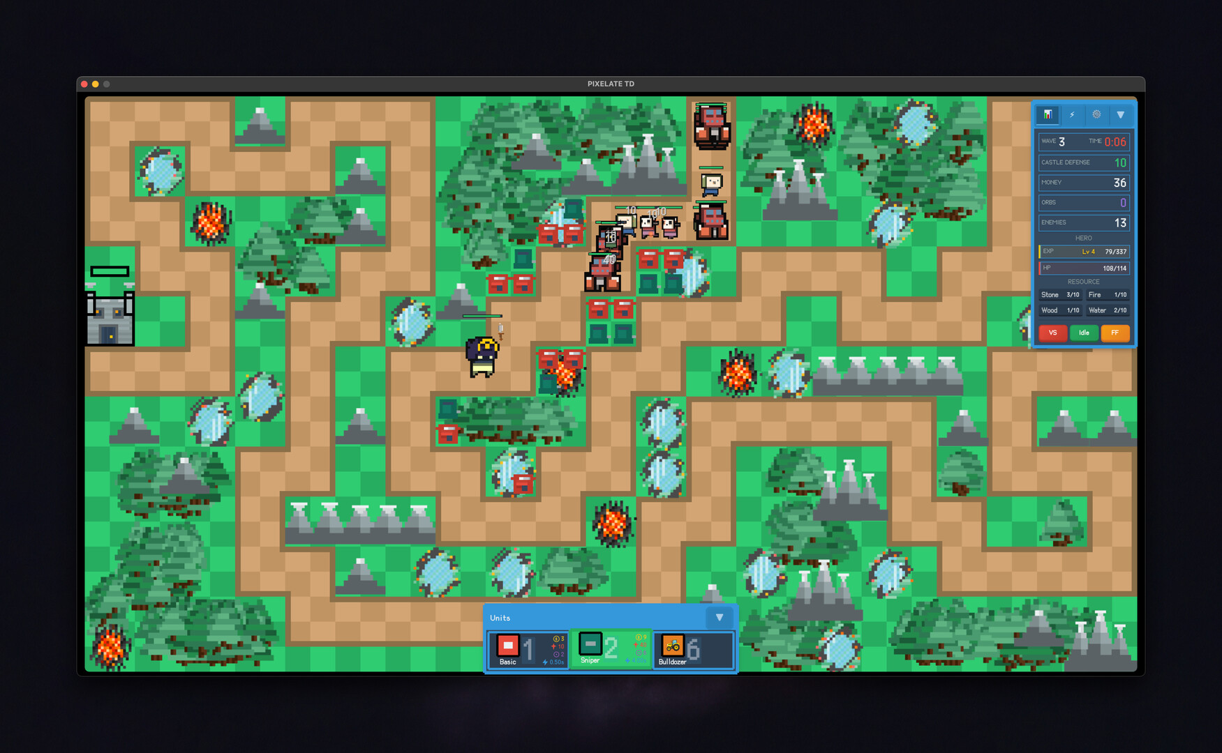 Pixelate TD 遊戲截圖 - 資源管理