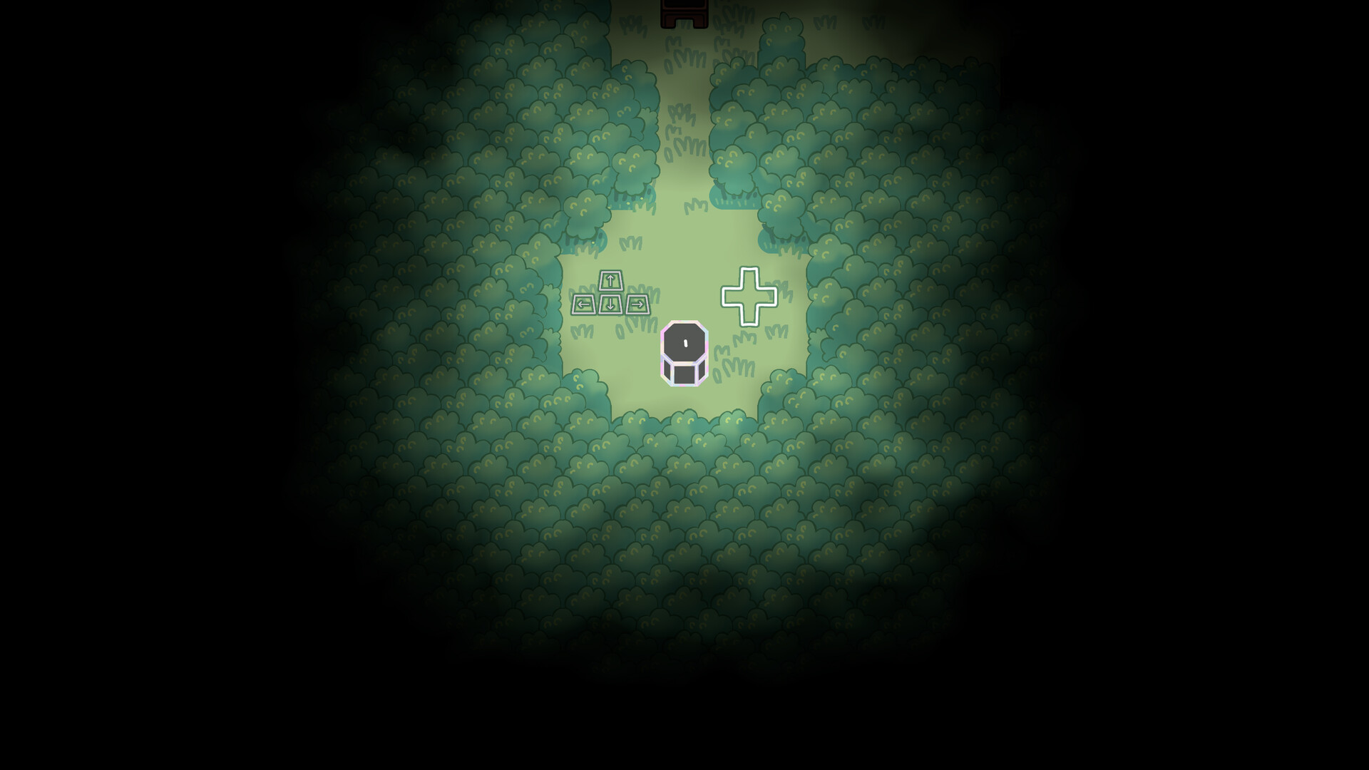 遊戲中的一個謎題場景,展示了方塊和目標點。