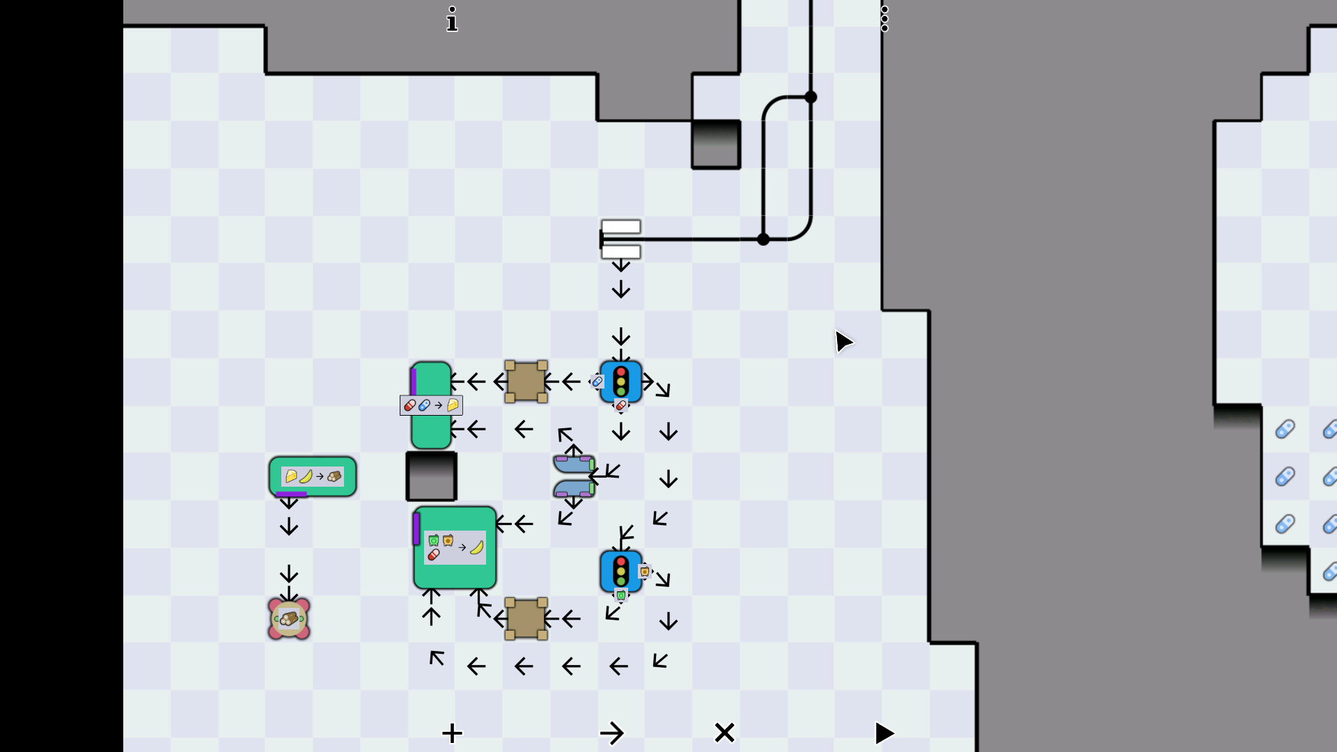 遊戲中各種不同的機械設施與資源轉換過程