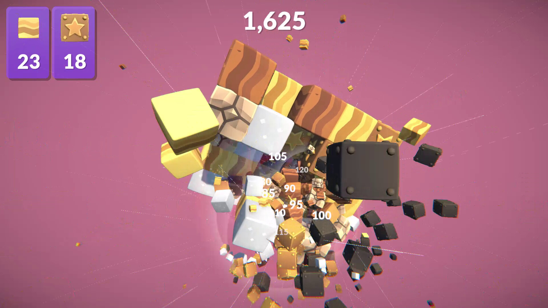 色彩繽紛的 3D 方塊爆破畫面