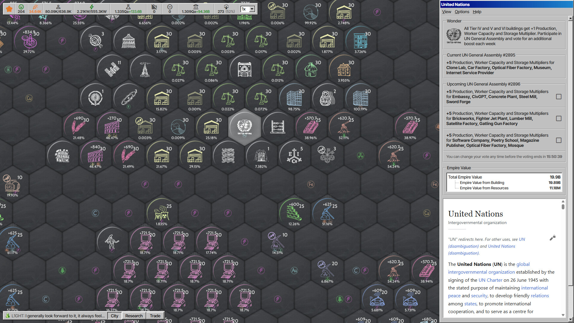 遊戲介面展示，可以看到豐富的資源管理清單與類似經典 4X 遊戲的地圖格線設計。