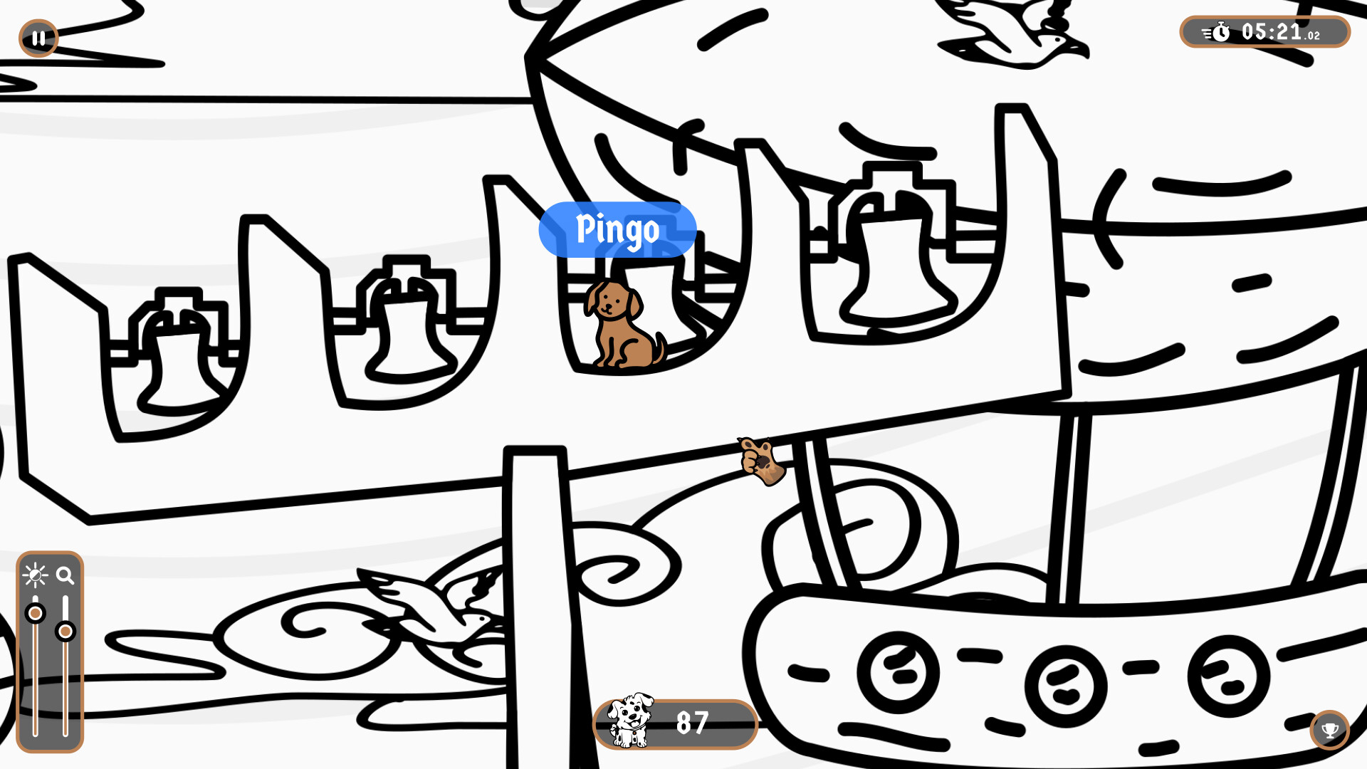 近距離觀察遊戲畫面，可以看到許多狗狗巧妙地隱藏在人群和建築物之間，考驗玩家眼力。