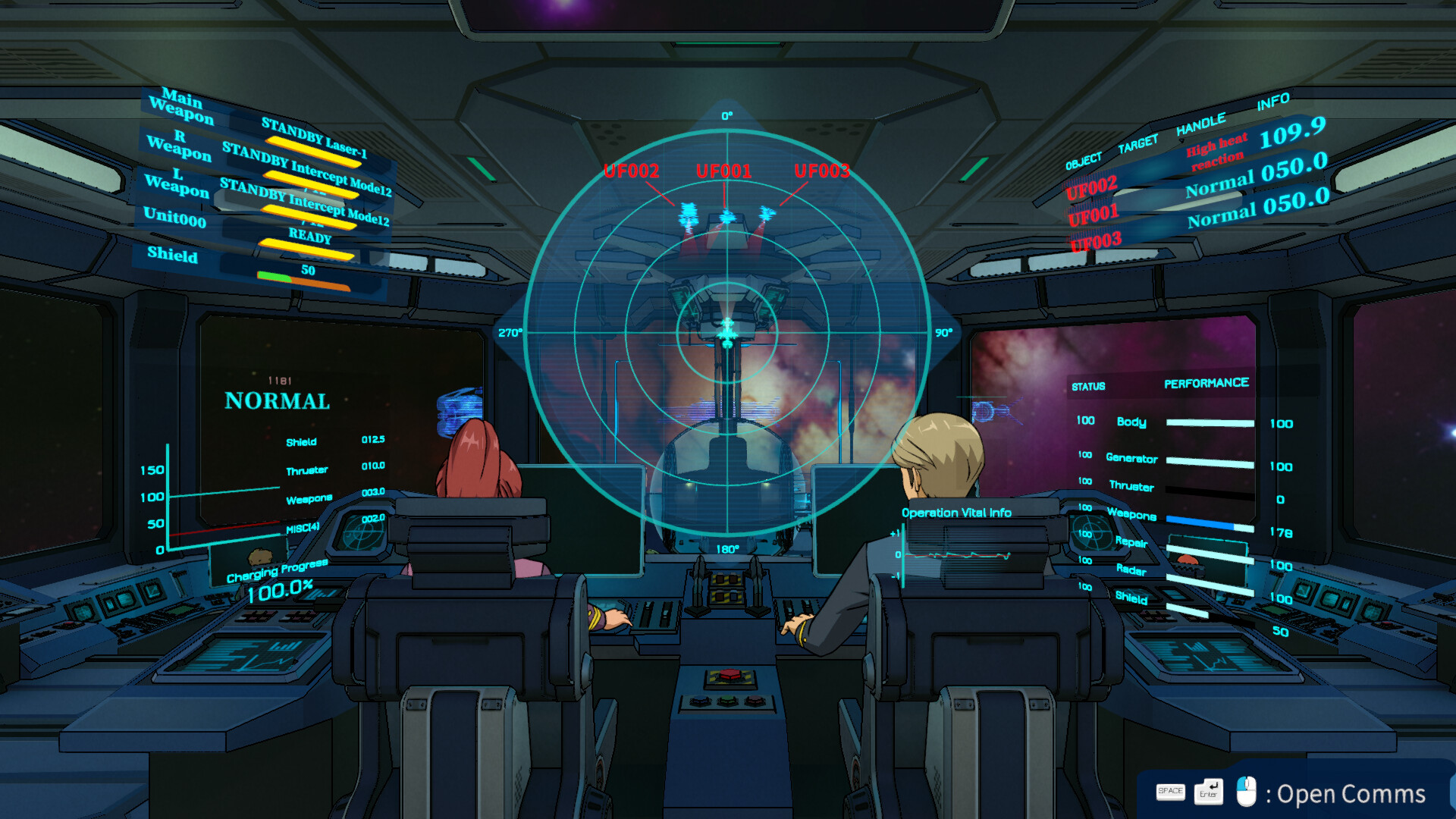 遊戲中的艦橋視角，玩家需要在此處匯總資訊並下達指令。