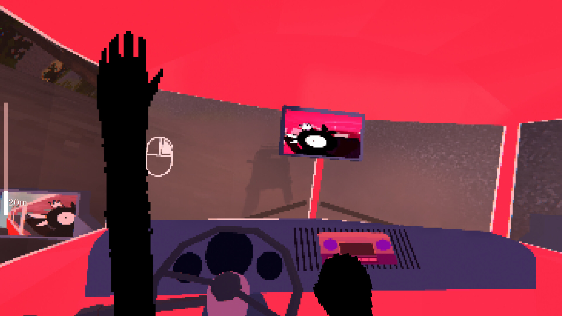 車輛內部細節與窗外的高山景色