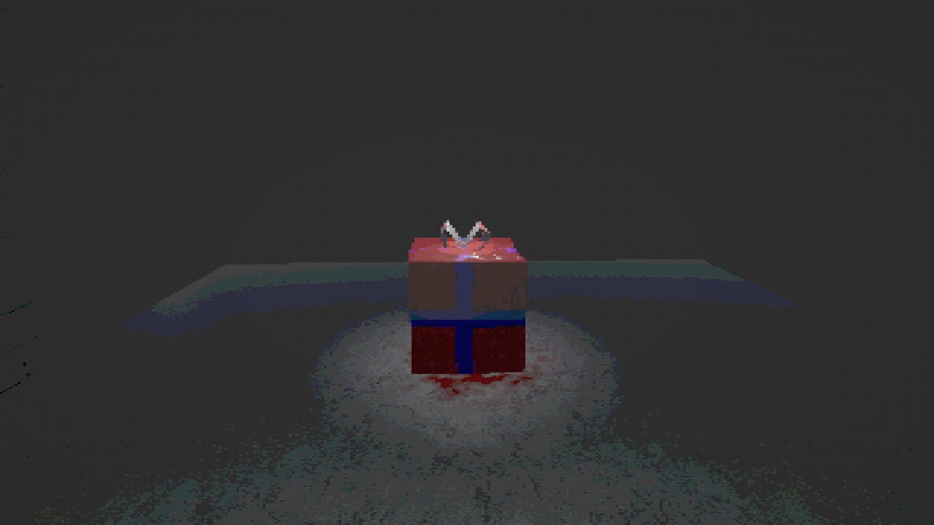 遊戲中的環境氛圍圖，展示了聖誕工作室的詭異角落